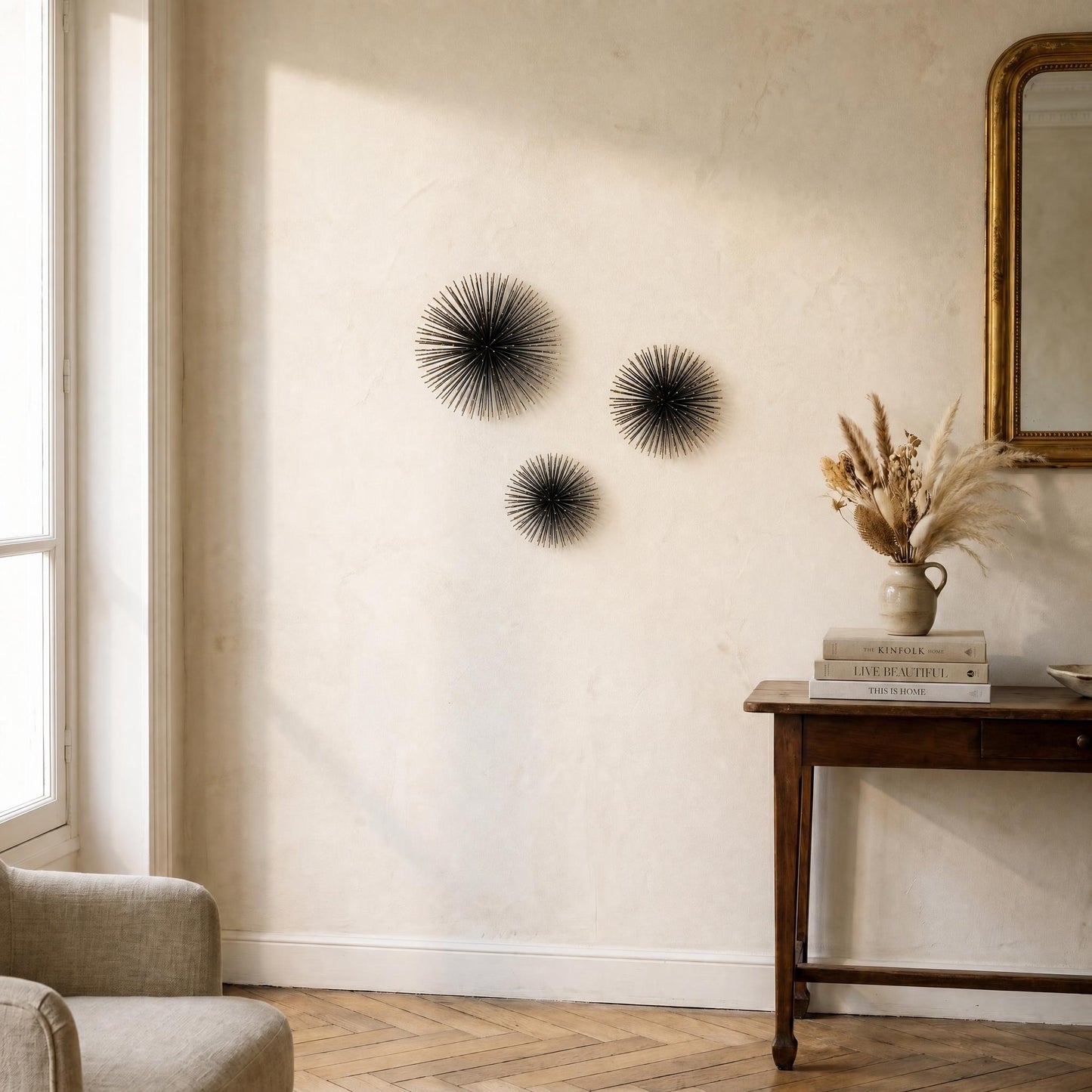 Sea Urchin Metal Wall Sculpture (Set of 3)