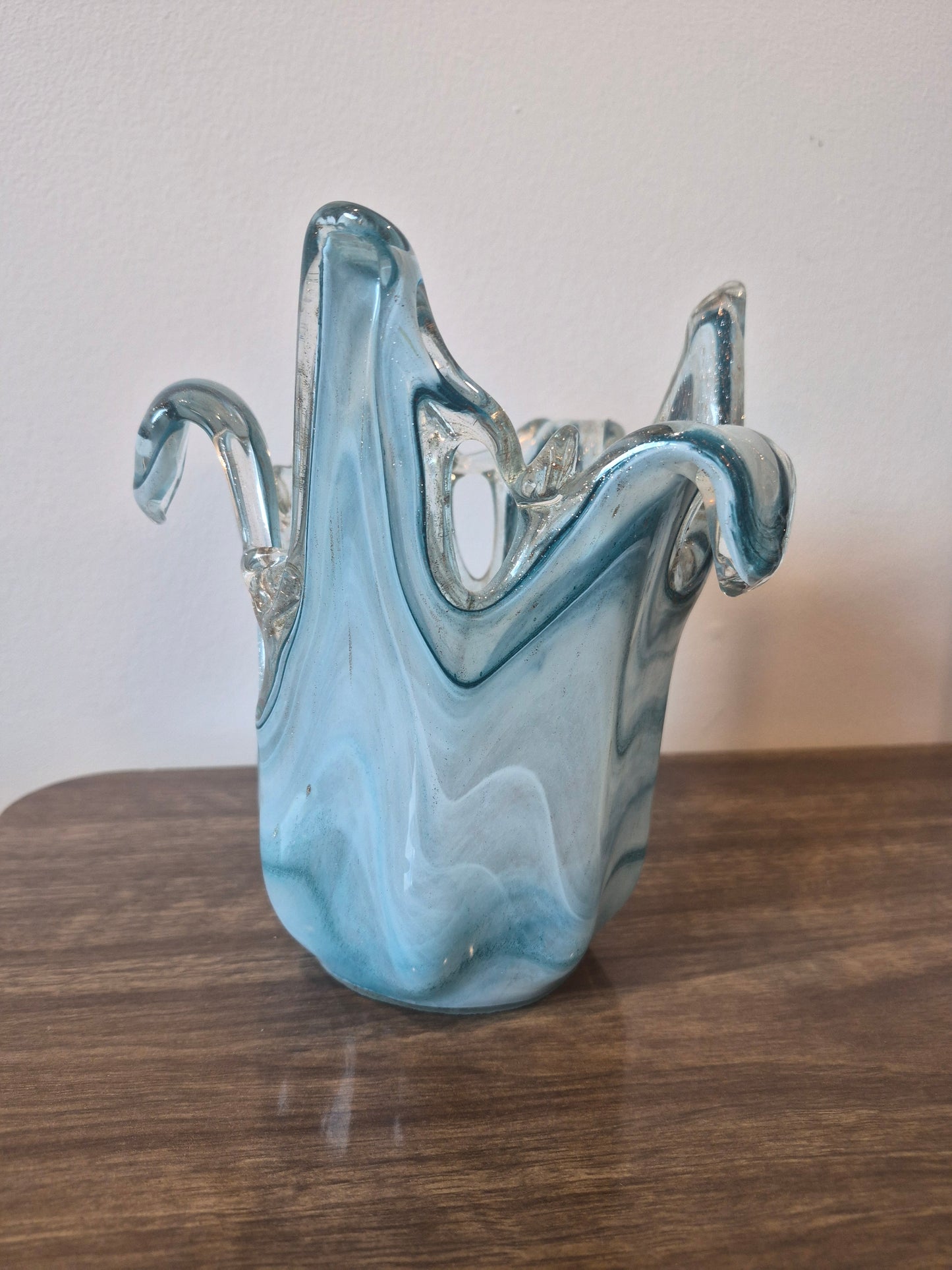 Blue Hand-blown Art Glass Vase, Murano-style | 1960's