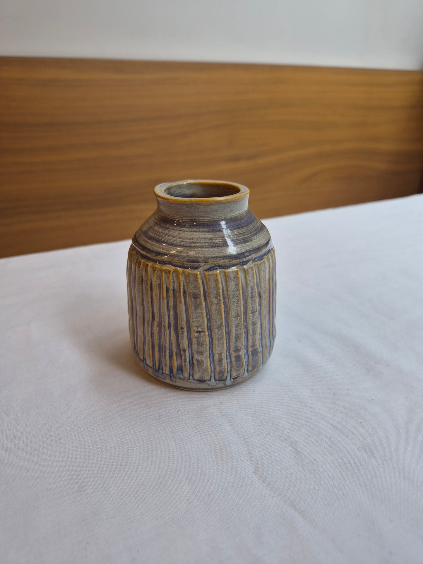 Blue Ribbed Studio Pottery