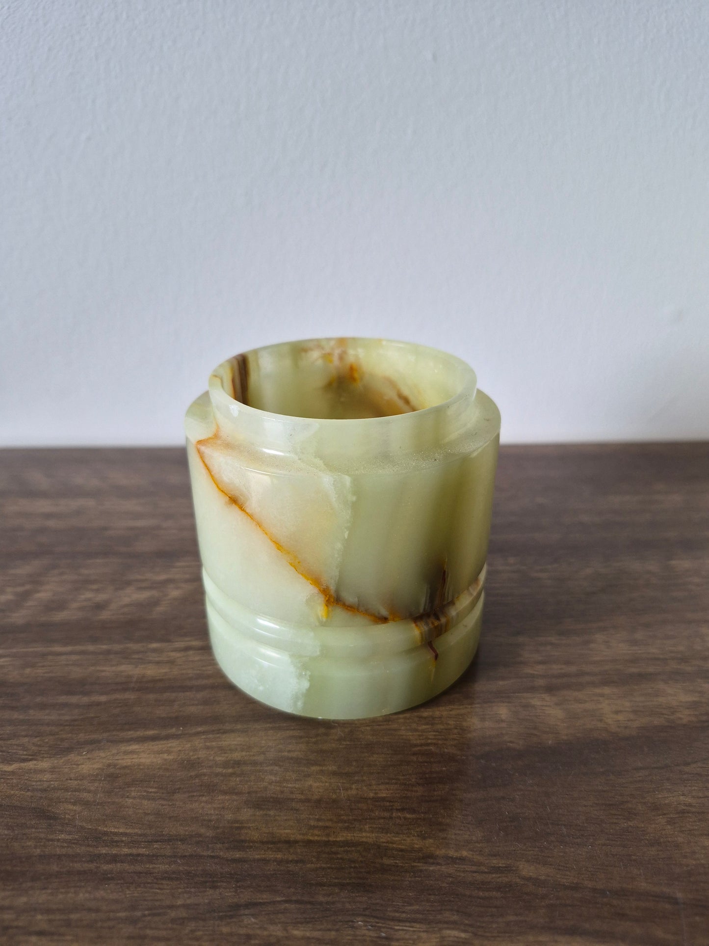 Green Onyx Pencil Holder, Mid-Century Design, 1960s