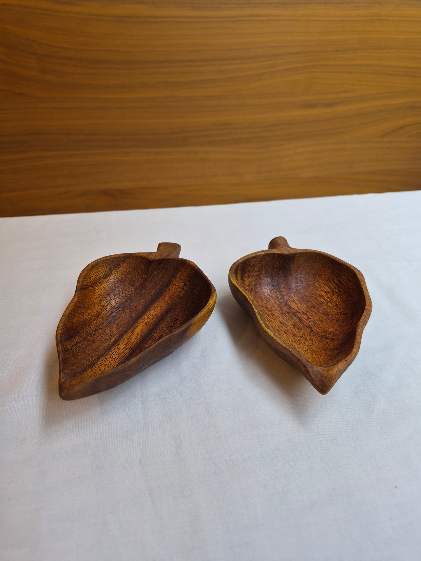 Hard Carved Chilli Pepper Shaped Walnut Small Serving Bowls (Set of 2)