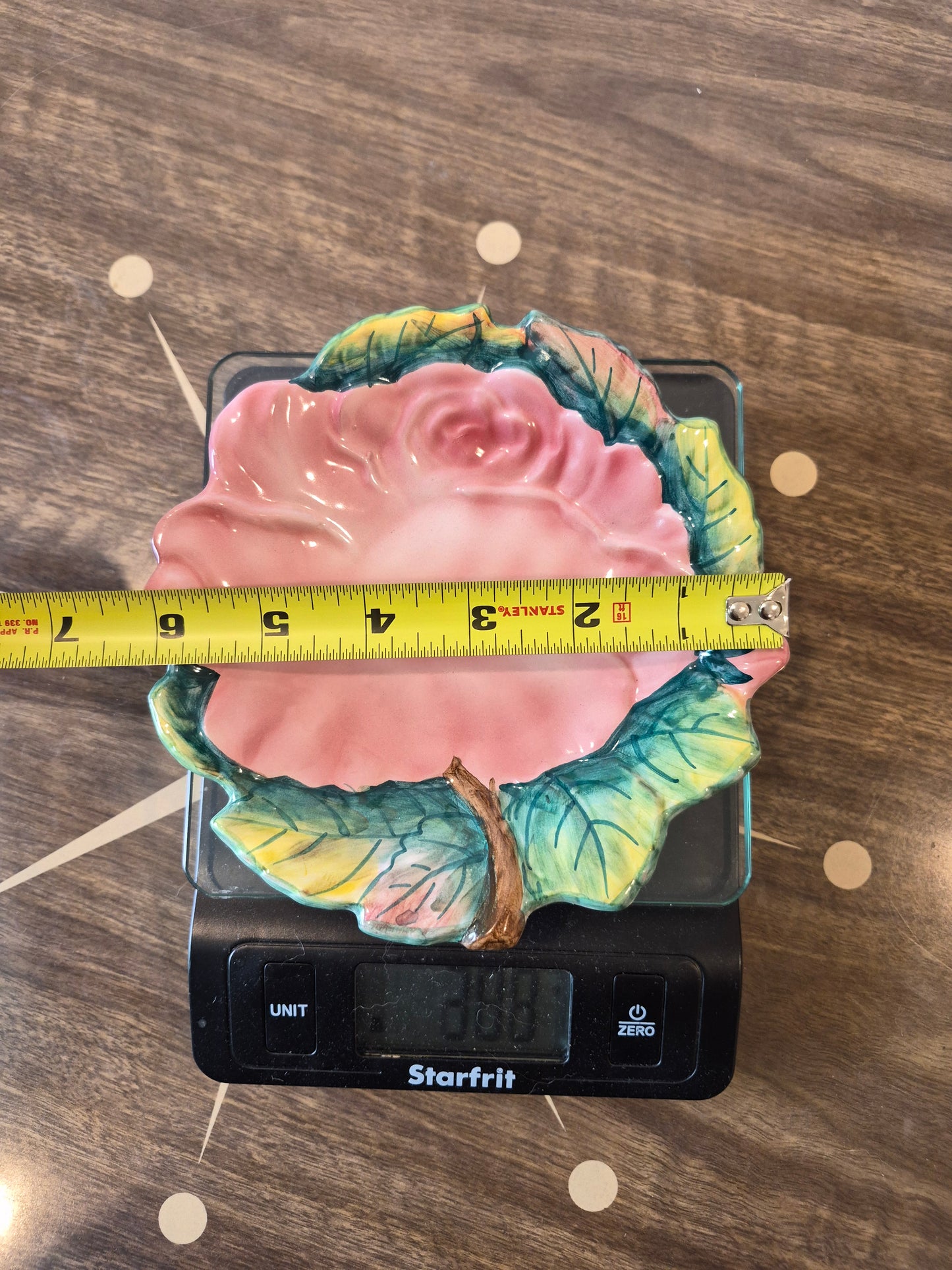 Italian Majolica Hand-painted Pink Rose Plate, Ugo Zaccagnini | 1930s