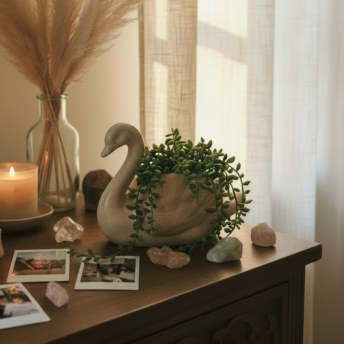 Pink Swan Plant Pot | 1980's