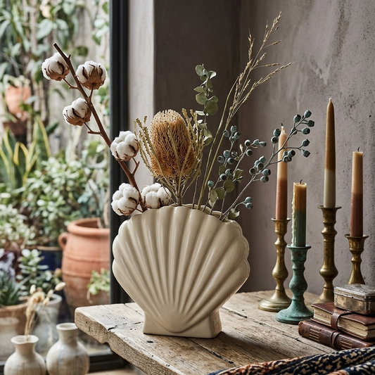 Ceramic Art Deco Shell Vase | 1950's