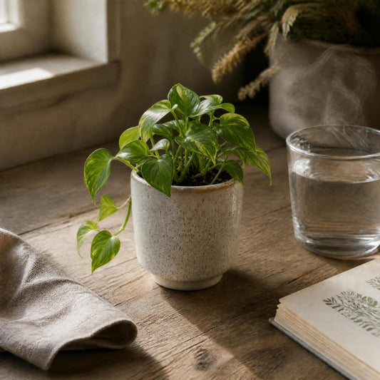 SOLD: Small White Speckled Plant Pot