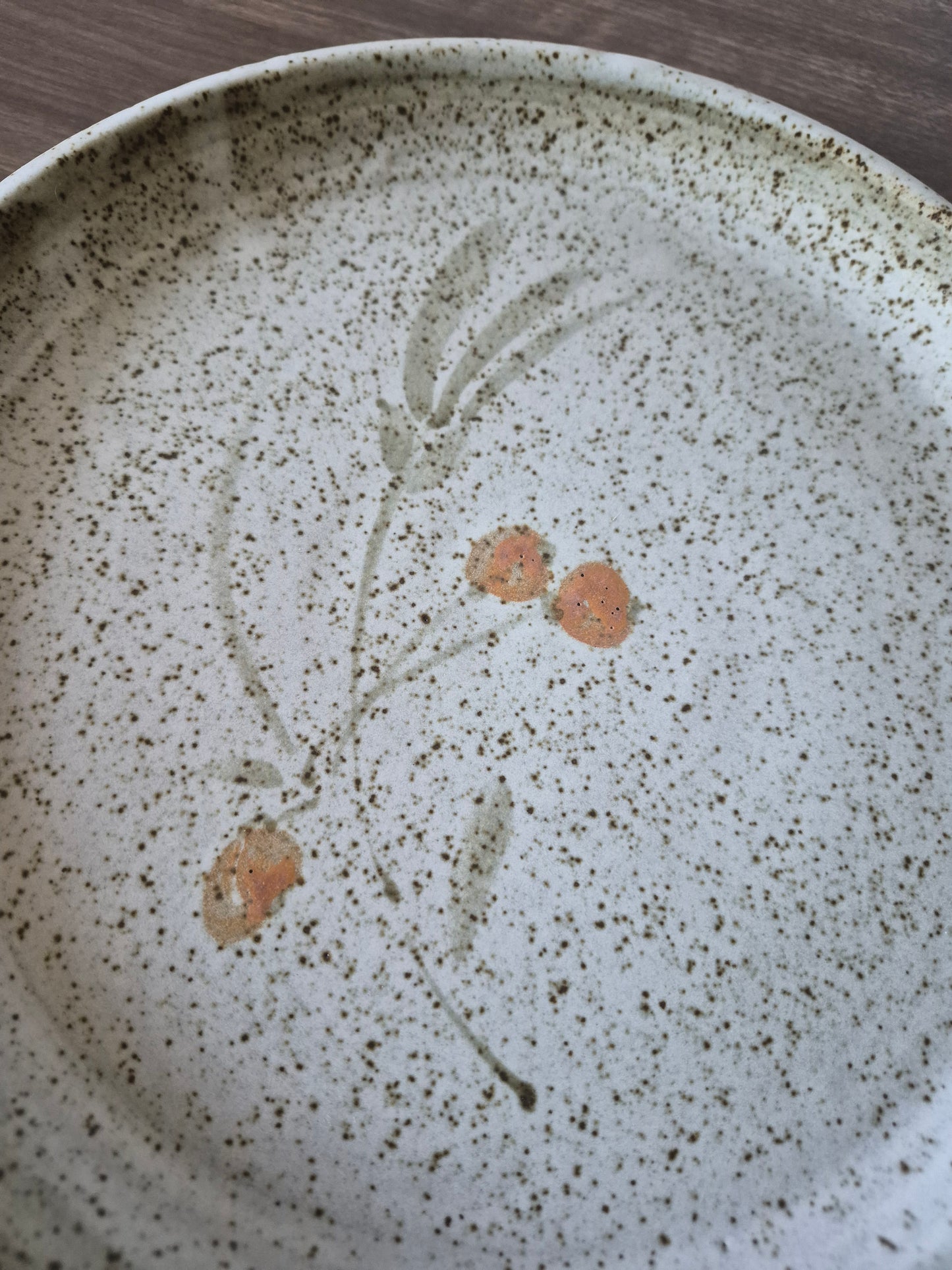 Decorative Olive Branch Plate, Studio Pottery