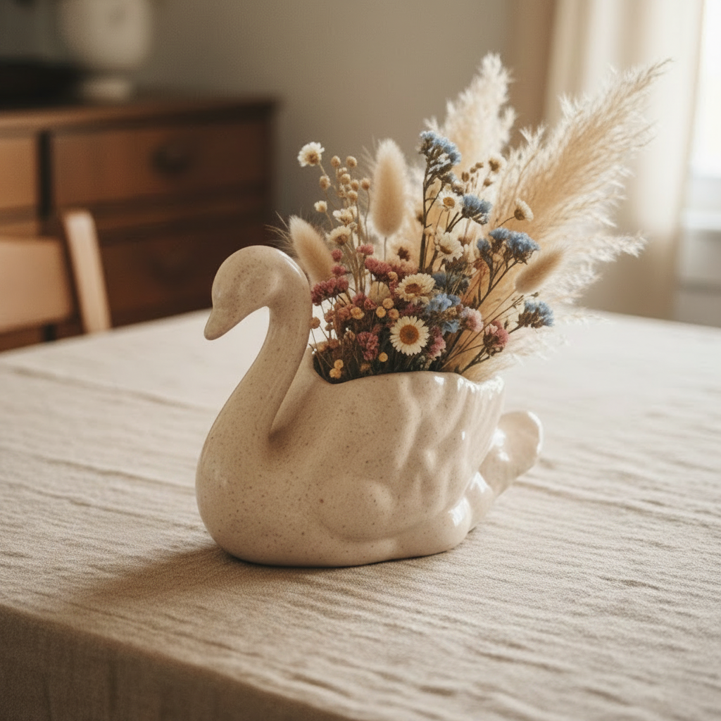 Pink Swan Plant Pot | 1980's