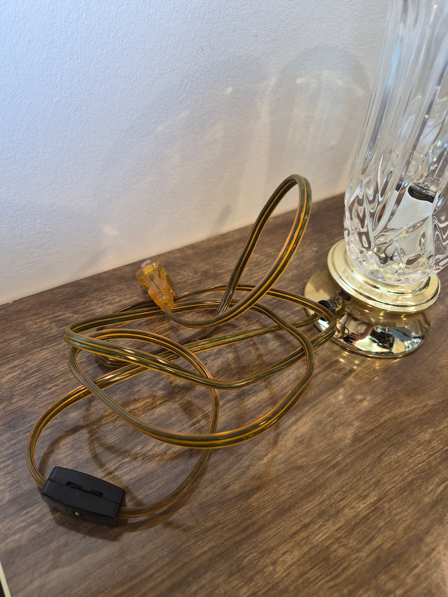 Vintage Roxmore Torch Electric Table Lamp, Heavy Glass Crystal.