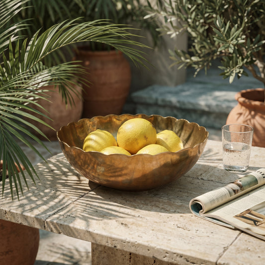 Brass Scalloped Edge Fruit Bowl | 1970's