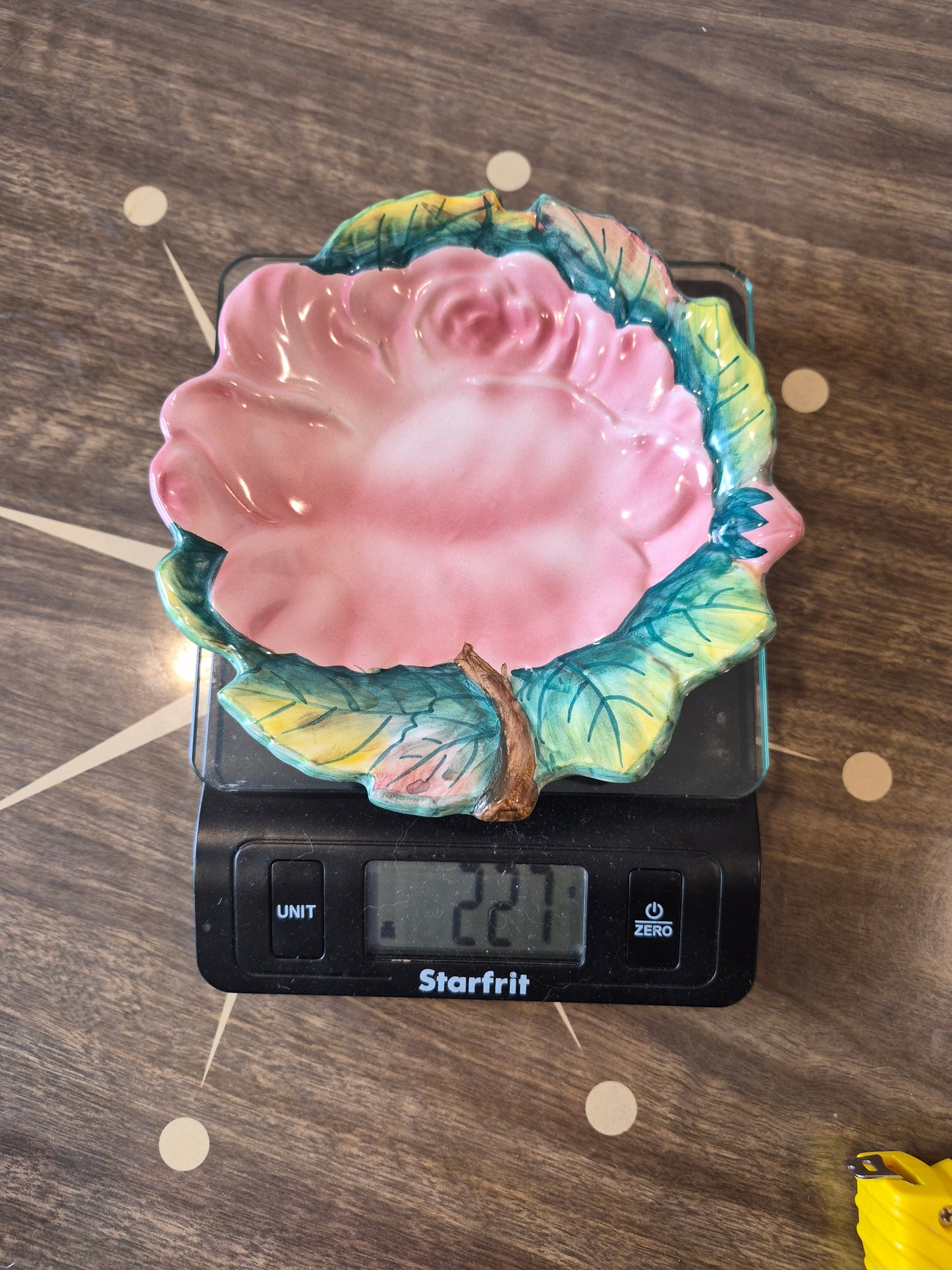Italian Majolica Hand-painted Pink Rose Plate, Ugo Zaccagnini | 1930s