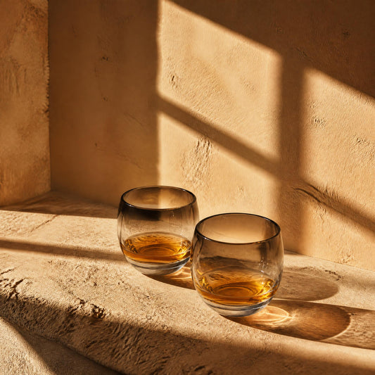 Silver Rimmed Scotch Tumbler, Vitreon Queen Lustreware (set of 2) | 1950s